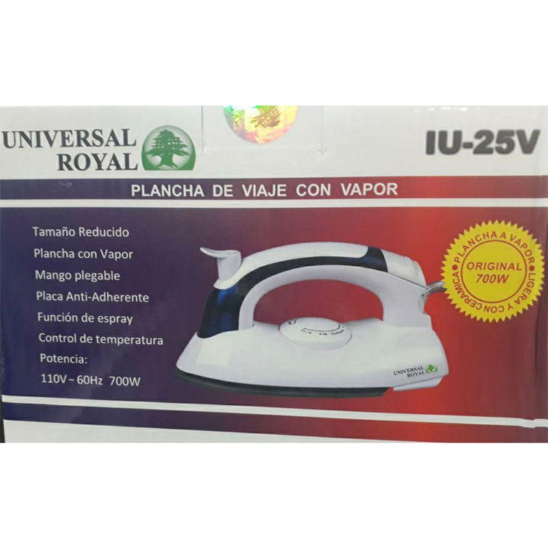 Plancha Viajera Ropa Antiadherente Vapor Spray Plegable Universal Royal IU-25V